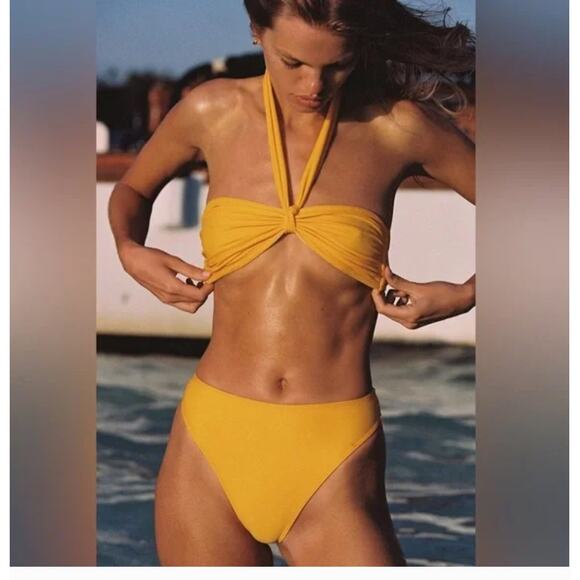 Faithful the Brand Bikini Top Womens Small Yellow Sun Locales Swim - Picture 1 of 11